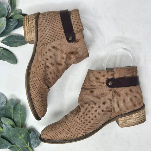 TOSCA BLU Perforated Booties Mesh Tawny Brown Suede Women’s Shoe EU 37 - Picture 6 of 12